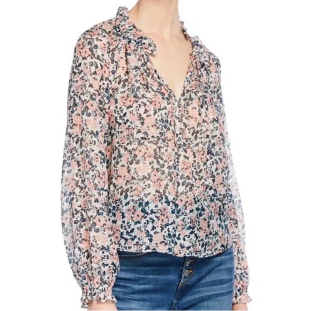 Veronica Beard Antonette Gardenia Floral Silk Top Size 10